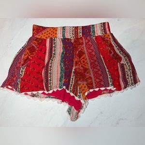 Red/ Bohemian detail shorts